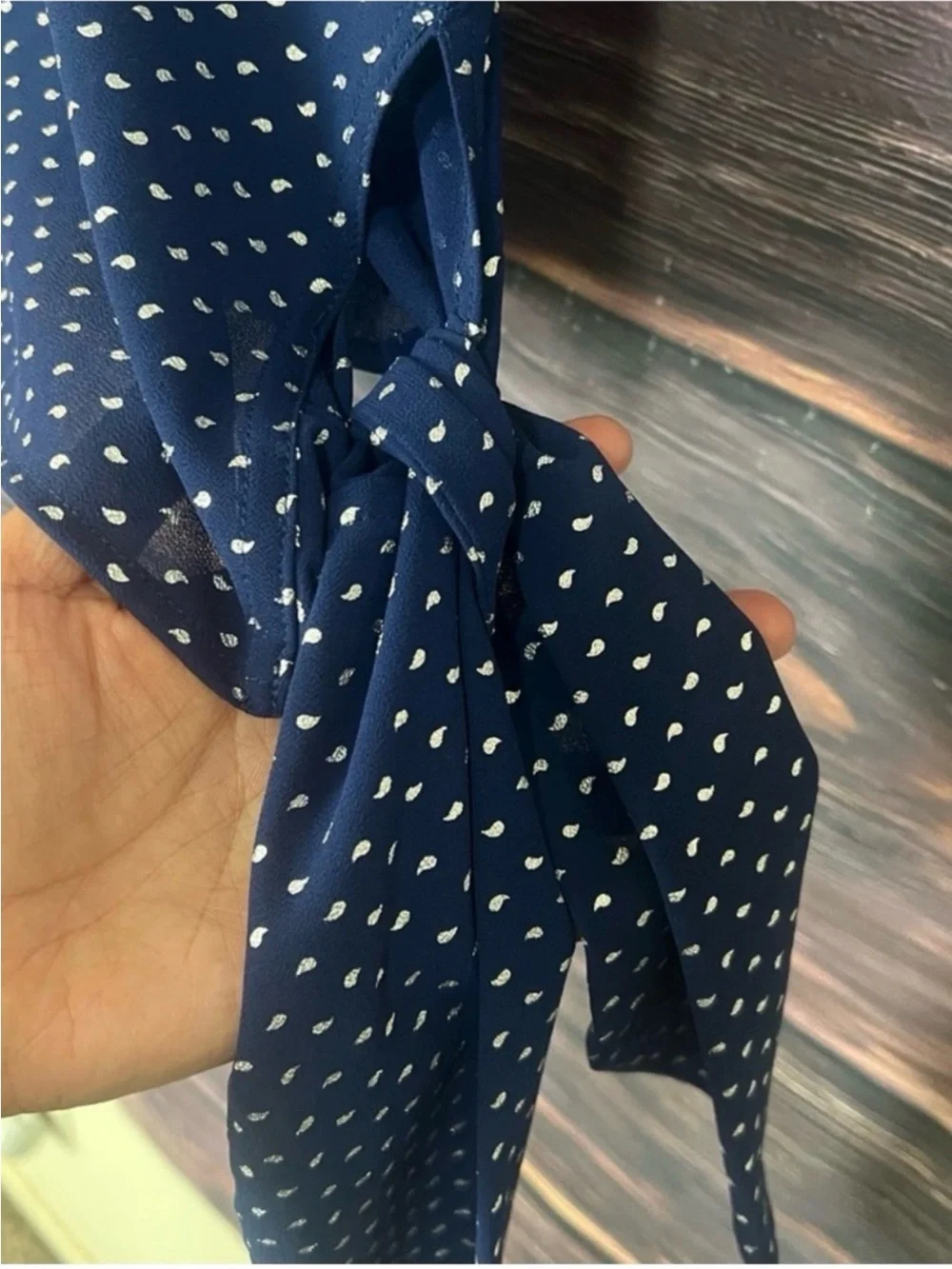Michael Kors Navy Polka Dot Side-Tie Top